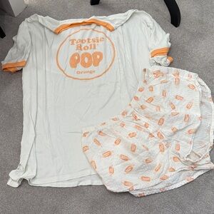 Aerie Cream and Orange Pajama Set